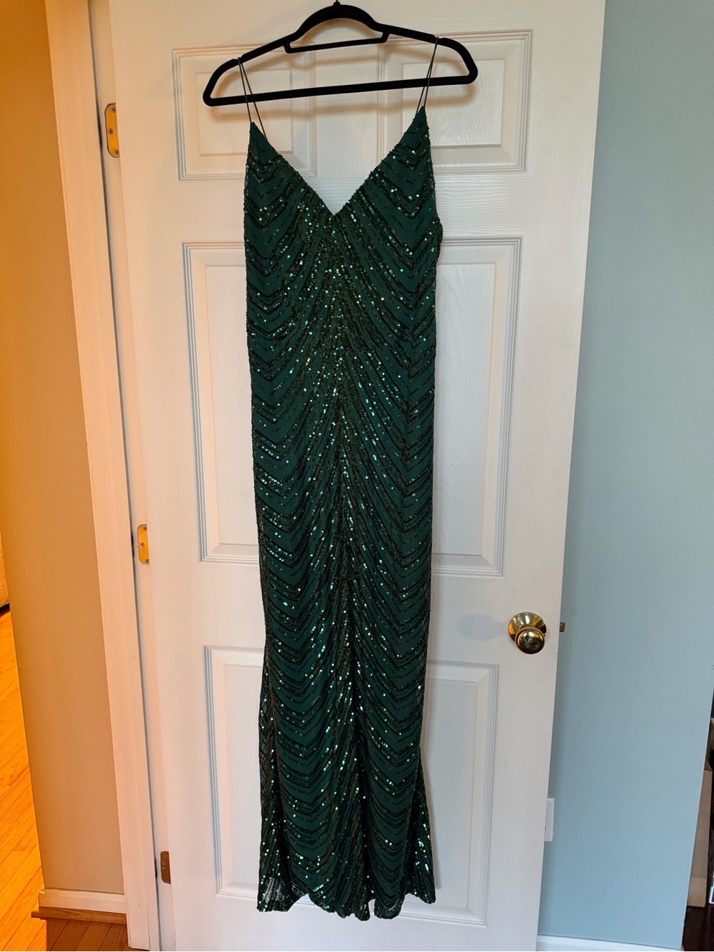 B Darlin Emerald Sequin Slip Maxi Dress
